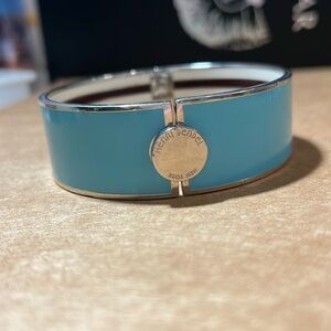 Vintage Henri Bendel Blue and Silver Tone Hinged Bangle Bracelet